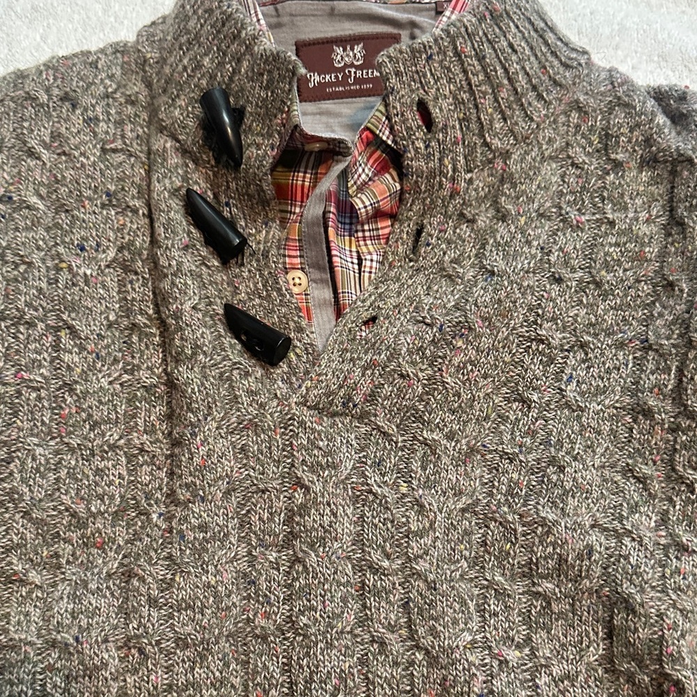 Hickey Freeman Textured Gray Zip-Up Sweater